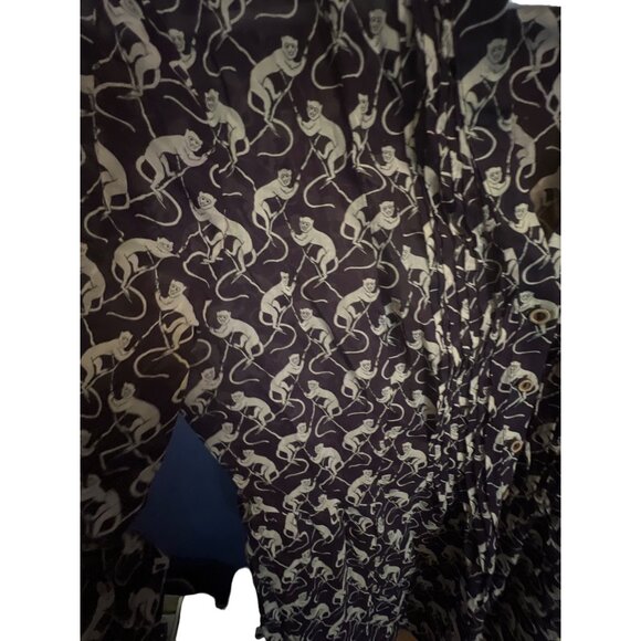 Maeve Blouse Monkey Print Size 4 Cotton Purple Multi Button Down Roll Tab Sleeve - Picture 3 of 4